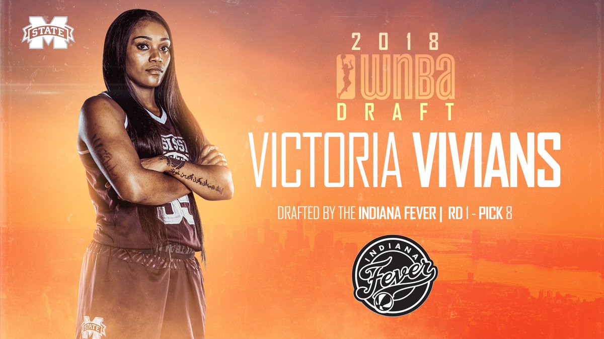 HailStateWBK's tweet image. She’s taking her talents from #StateToTheLeague! 

As the eighth pick of the 2018 #WNBADraft, @VictoriaVivians is selected by the Indiana Fever! 

#HailState🐶