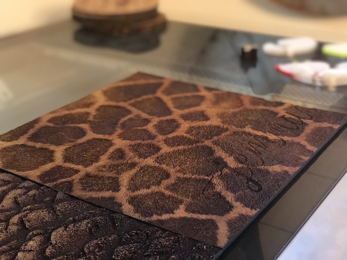 VegaOrion's tweet image. I made some 3D engraved name plates on my  @glowforge for my future nieces’ elephant &amp;amp; giraffe nursery. It feels like real hide! ✨Order your own laser today and take $1500 off your purchase!✨ glowforge.us/ITEaUb #WhatMadeThis #Glowforge
