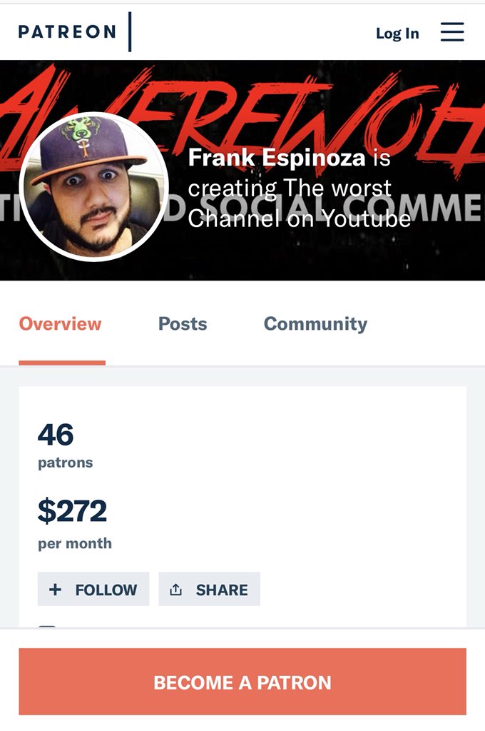 TheMominatrixx's tweet photo. @yashar @FavThngs The low-life who made the video is named Frank Espinoza, who goes by ‘LAWereWolf’ &amp; has a Patreon account set up to raise money to create “The Worst Channel on YouTube”.

#NRAIsATerroristOrganization #GunReformNow #NeverAgain #MomsDemand #MSDStudents #Parkland @davidhogg111 https://t.co/bAT5W7vBID