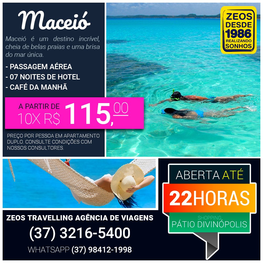 DiviCity's tweet photo. A @ZeosTravelling tem os melhores pacotes de viagem nacionais e internacionais além de ser a única agência com ATENDIMENTO ATÉ às 22 HORAS.
Ligue: (37) 3216-5400 ou pelo Whatsapp (37) 98412-1998
#divinopolis #ferias #cvc #viagem #divicity #viajar #promocvc #vemcomazeos https://t.co/pT7M22EgJH