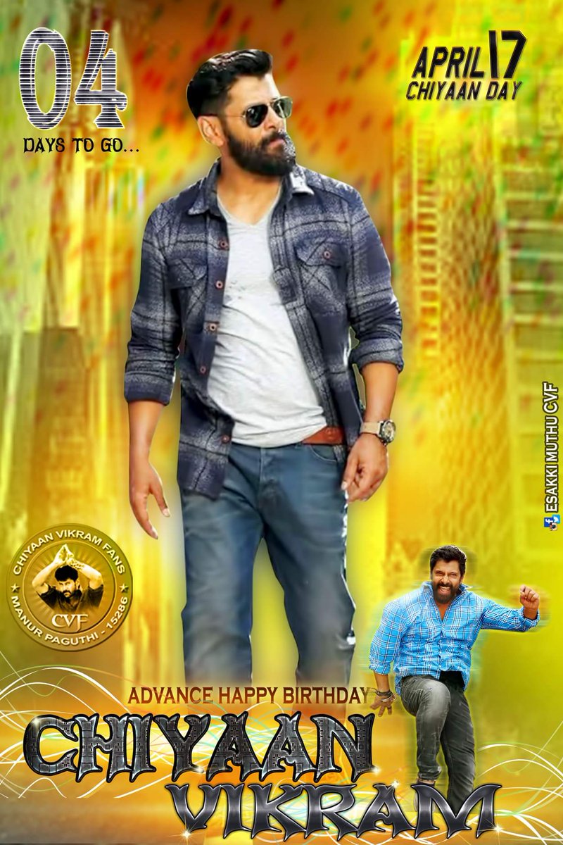 samdheera's tweet image. only #04days to go...............
#chiyaanday
#april17
#advanceHBD #chiyaananna #Chiyaan52FestivalBegins