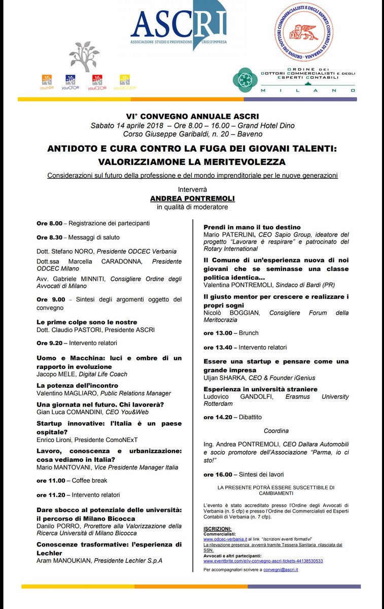 AleGaetani's tweet photo. #giovani e #occupazione in Italia nel convegno organizzato da #Ascri Associazione studio e prevenzione #crisi #imprese di domani al Grand Hotel Dino di Baveno Interverrà, tra gli altri, @Mario_Mantovani Vicepresidente @manageritalia https://t.co/IvjdGObPDs