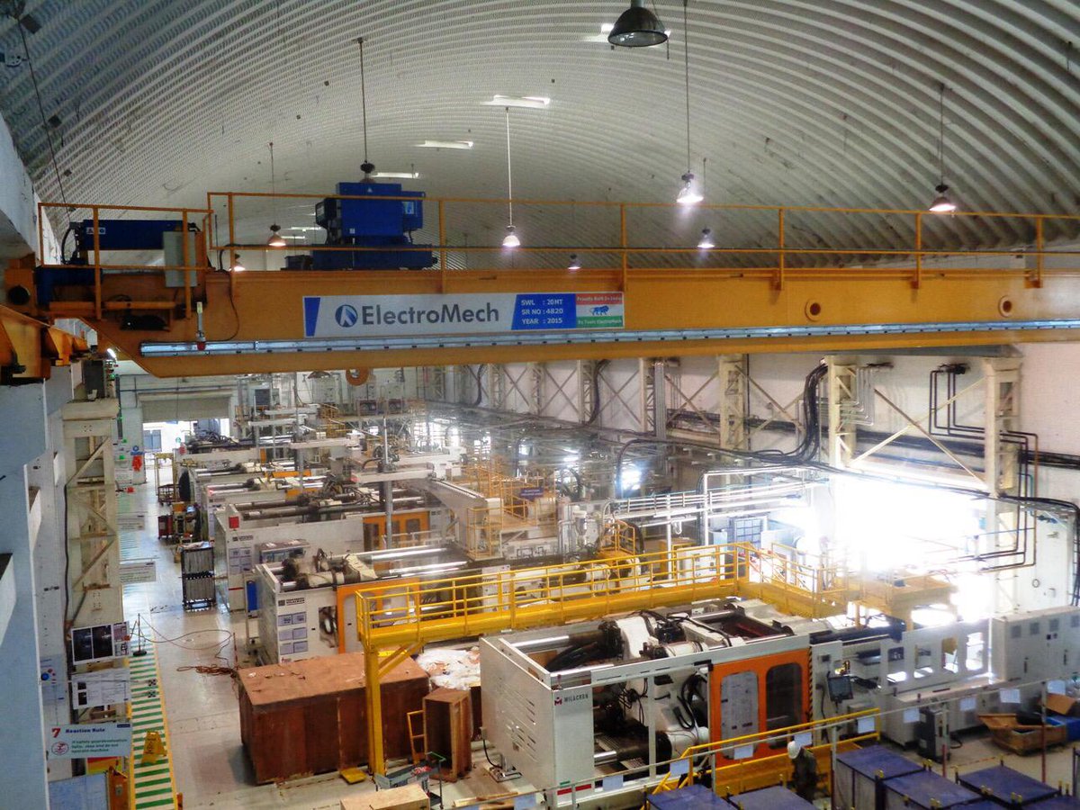 ElectroMech regularly supplies cranes for loading and unloading moulds from #InjectionMoulding machines. Photo shows a 20t DGEOT crane equipped with #Abus hoist that helps a leading French MNC in supplying interior components to leading car manufacturers.
#ElectroMechEverywhere