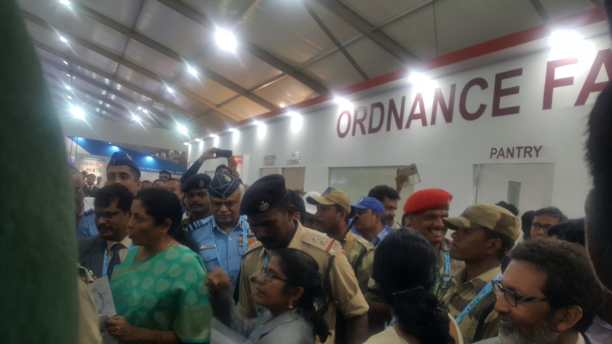 SpokespersonMoD's tweet photo. RM Smt @nsitharaman at #OFB stall #MakeInIndia4Defence
#Chennai. https://t.co/vaoCWtC6vW