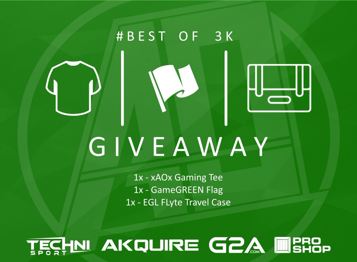 xAOxGaming's tweet image. [#GIVEAWAY]
To celebrate 3k Followers, We are hosting our Giveaway! Good luck to everyone! #GameGREEN

3 Winners Total!
🏆: gleam.io/W2G3T/xaox-gam…

Brought to you by our wonderful Partners at @Akquire - @proshopgg - @TechniSport - @G2A_com