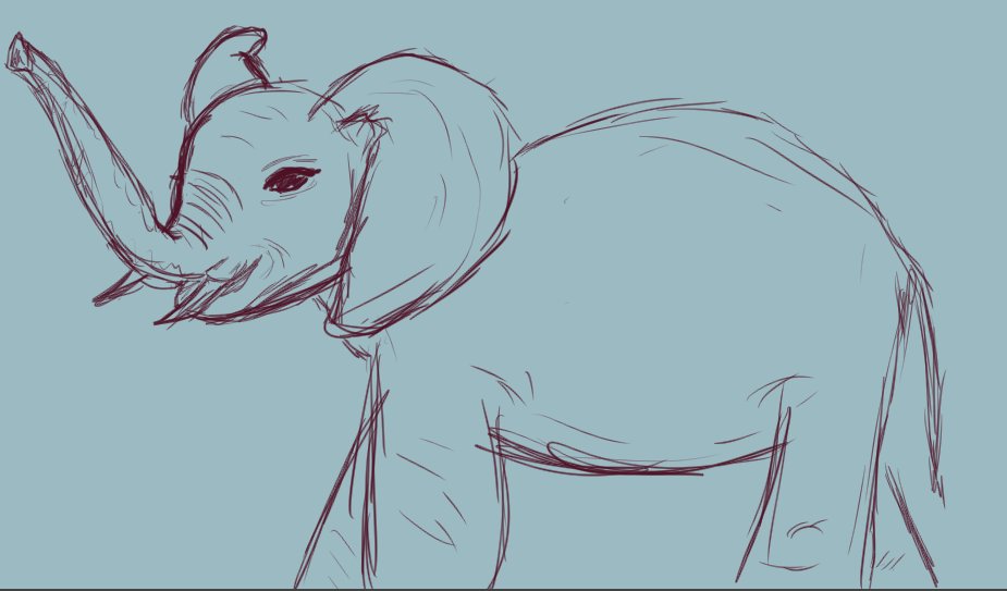 rough sketched a lowkey terrifying elephant for warm up today askfhksajd i cannot draw animals to save my life