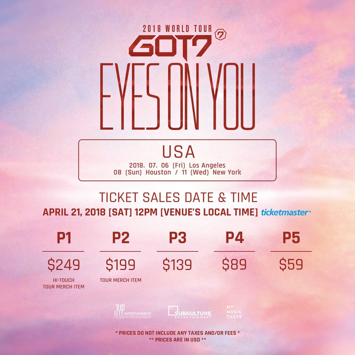 🐥 USA I GOT7s 🇺🇸 Find out below how you can win a pair of P1 tickets 🎟️ to #EYESONYOUinUSA! Be sure to check out the rules and terms &amp; conditions before entering 🤗 This giveaway ends Thursday, 4/19 at 11:59PM PDT 🎉 #EYESONYOUP1TICKETGIVEAWAY