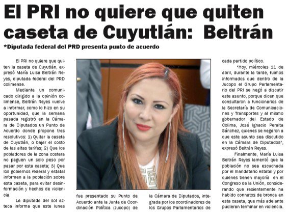 ElMundo_Colima's tweet photo. El PRI no quiere que quiten caseta de Cuyutlán: @Luissabeltran #Noticias #Colima https://t.co/kh8Ai9Bbyc