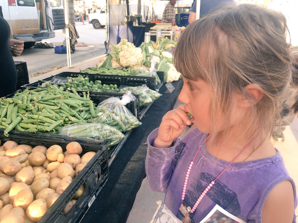 OharaKimiko's tweet photo. Farmers Market. My daughter picked out brussel sprouts and sugar snap peas tonight. #justcookforkids #ovhealth https://t.co/lPeMYqwWIq