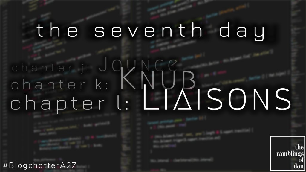 TheUncodedOne's tweet image. Chapter L: Long Lines, Liaisons & Links
#BlogchatterA2Z @Blogchatter #AtoZChallenge #AtoZChallenge2018 theramblingsofdon.wordpress.com/2018/04/13/cha…