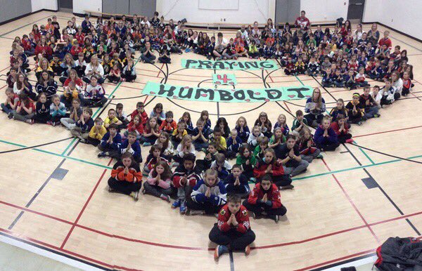 My son’s school in Blenheim, Ontario showing support for those affected by the tragedy. #PrayForHumboldt #humboldtsrong
