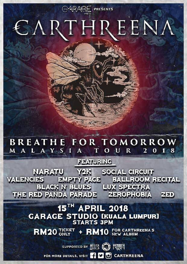 Jenn_Thompson's tweet photo. #KL SUNDAY April15 @carthreenaband "BREATHE FOR TOMORROW" TOUR 2018 3pm GarageStudio #TAMANMELAWATI ft. @naratukd @y2kmalaysia @socialcircuitkl @thevalencies @emptypagex @BallroomRecital @theblacknblues @lux_spectra @DRedPandaParade @zerophobiamy #ZED https://t.co/OUnI12t8dK