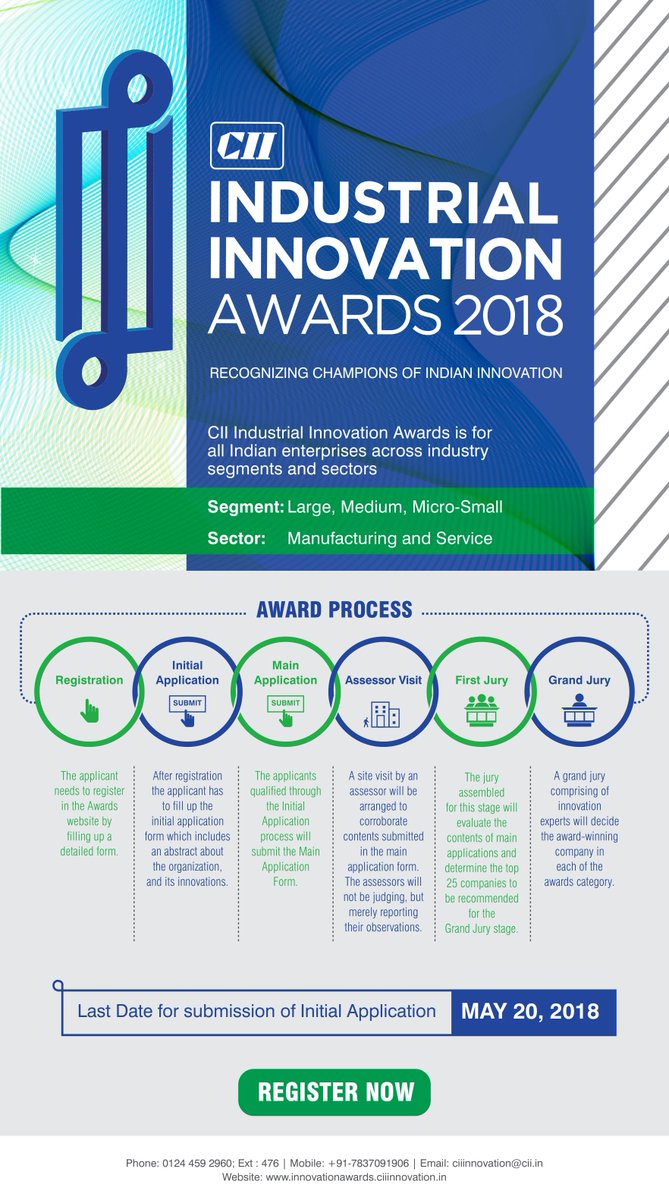 Get feedback on various firm level innovation parameters. Register for CII Industrial Innovation Awards 2018>>innovationawards.ciiinnovation.in/registrations.…