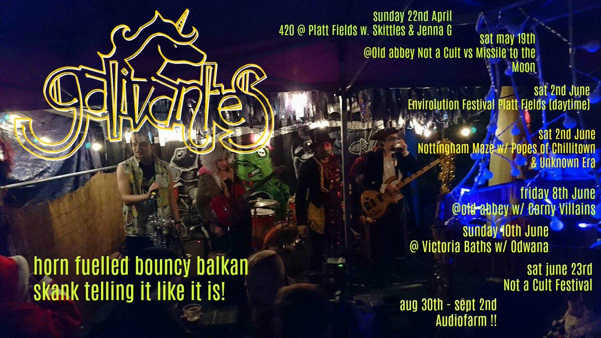 galivantes's tweet image. With 2 Gali-babies being born this year, we were supposed to be taking it easy but seem to have booked ourselves for lots of gigs anyway... Hurrah! 

Come down and see us and enjoy the unicorn-skank funtimes!
#NewMusicFriday