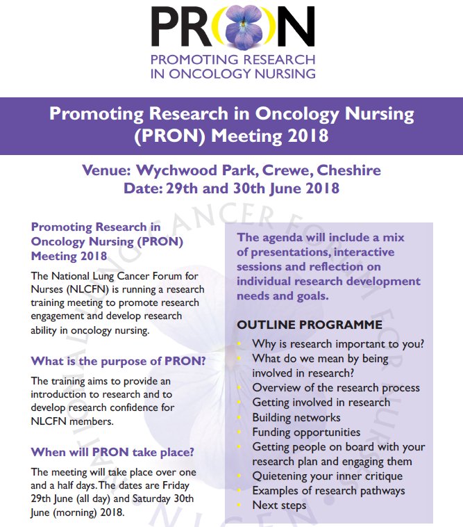 CentRIC_UoS's tweet photo. Our @LynnCalman will be speaking at #PRON on 29-30th June 18. The @NLCFNTweet is running a #researchtraining meeting to promote #engagement and develop #research ability in #oncology #nursing. Follow this to register: https://t.co/kv5sGtFCDv. @HSciences #MSRG #CancerResearch https://t.co/ktzJ9tnRh7
