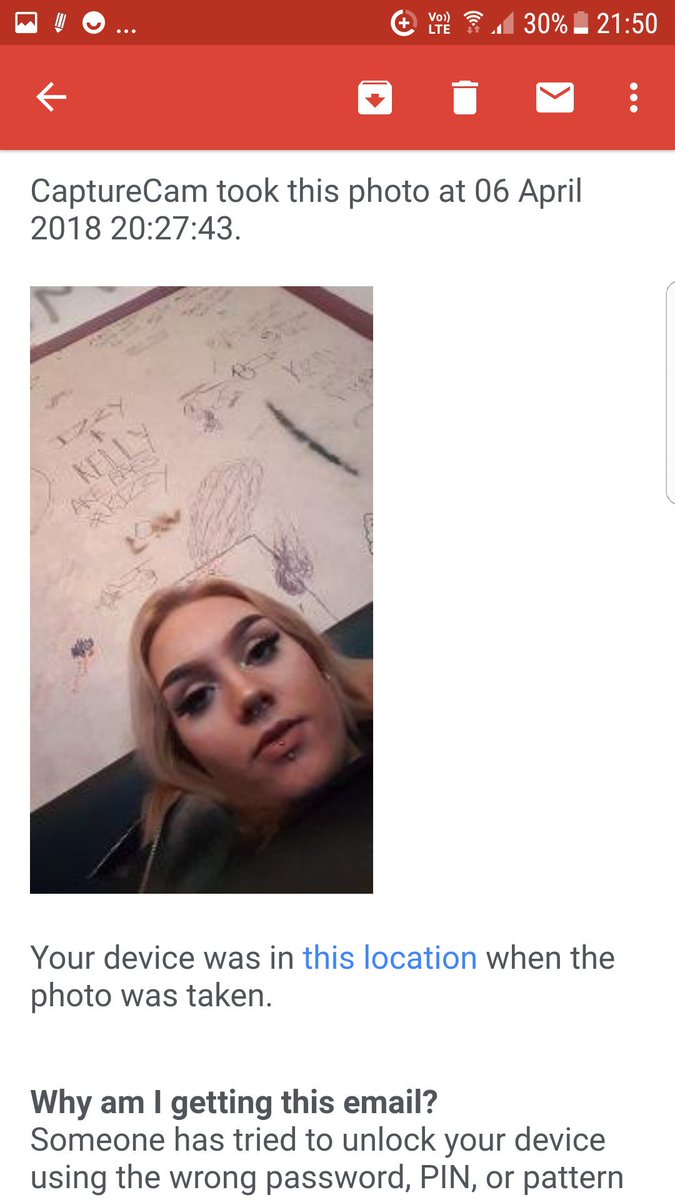 jsamnie's tweet photo. my phone takes an automatic photo of whoever's trying to unlock it if they get my password wrong too many times n its too funny https://t.co/4sAlvJ8BDs