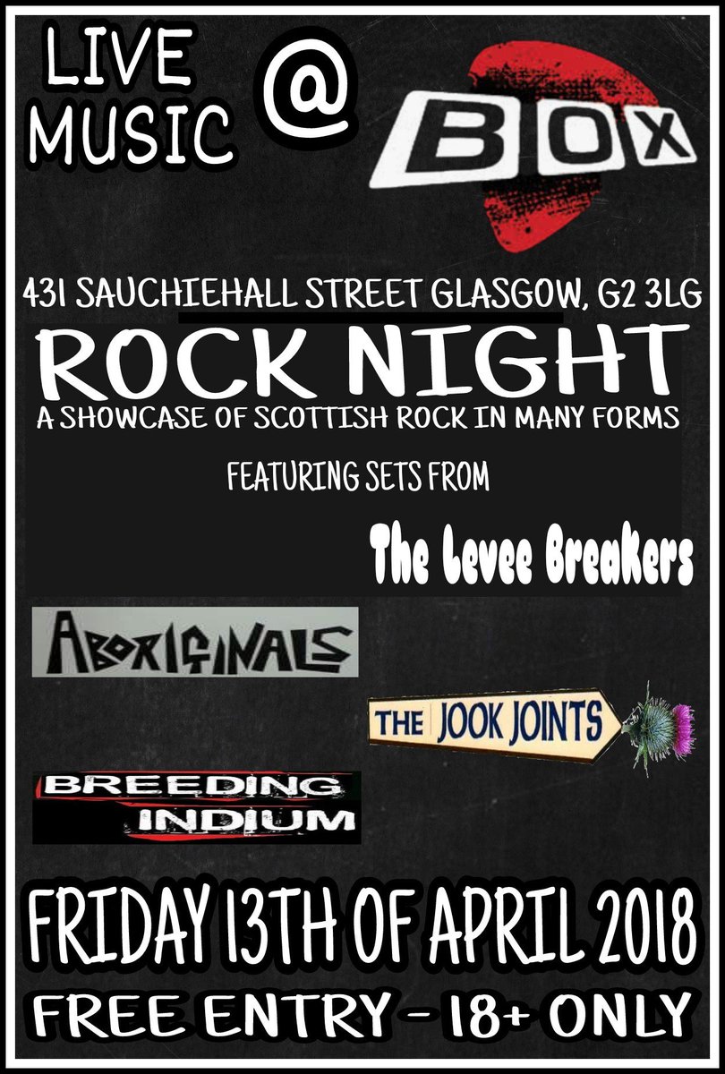 TheJookJoints's tweet photo. Glasgow bound for this tonight! Sure to be a belter @BoxGlas 

#glasgow #herewecome #tonight #rocknroll https://t.co/1F9j5DwJty