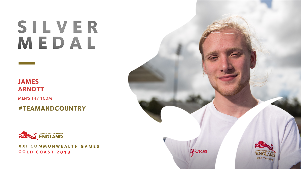 It's a superb SILVER for <a href="/JamesArnott97/">James Arnott</a> in the men's T47 100m final!

Well done James! 👏

#TeamAndCountry