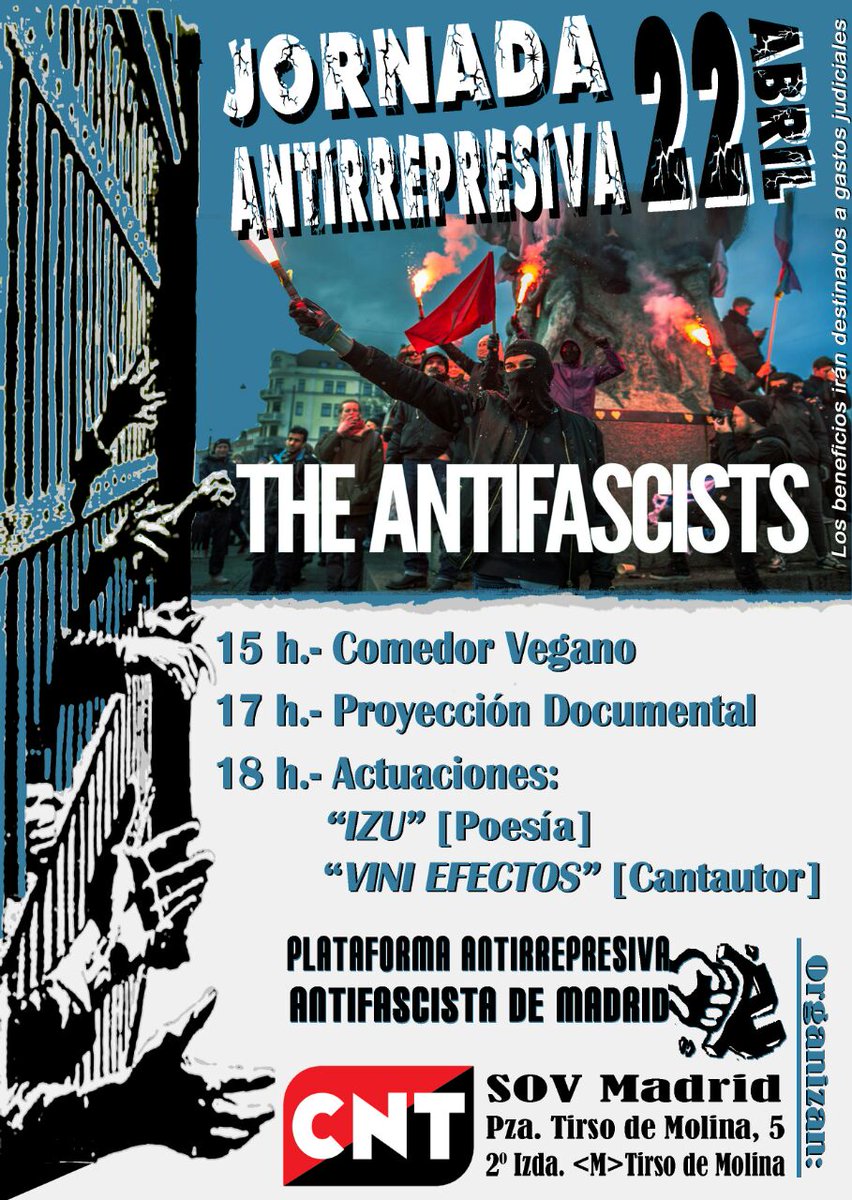 Nos vemos el 22 de abril en esta jornada antirrepresiva. Nos ayudáis a difundirlo???