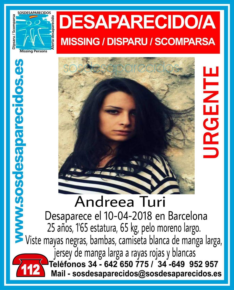 guardiacivil's tweet photo. 🆘Urgente⚠
Esta es Andrea y ha #desaparecido en #Barcelona
¿La has visto?
☎️062
☎️091
☎️112
Tu RT no cuesta nada y ayuda mucho https://t.co/ee1H9Kw0dX
