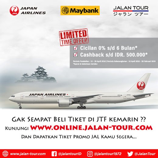 JalanTour's tweet photo. #promo #tiket #japanairlines #maybank #jalanjalan #wisata #jepang #wisatajepang #liburan #liburanjepang #perjalanan #perjalananwisata

@MaybankID @JAL_Official_jp https://t.co/YWu2p7bobA