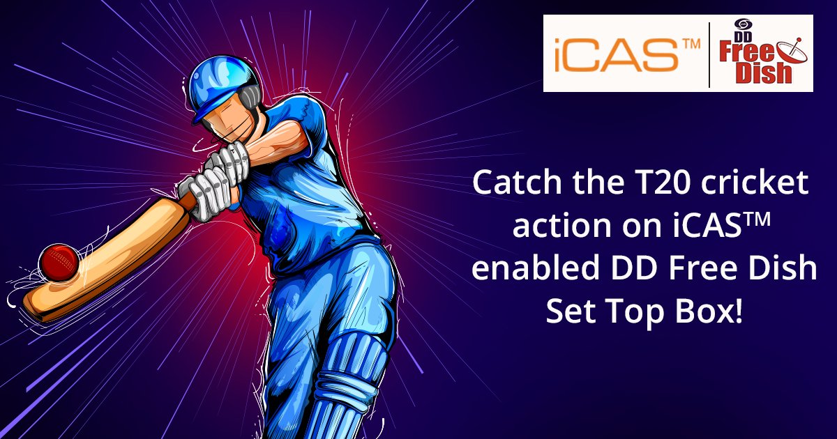 iCAS_2015's tweet photo. This cricket season, catch all your favourite T20 matches on an iCAS(TM) enabled DD Free Dish set top box! To buy a DD Free Dish receive system, visit https://t.co/lz4fXcpvOn 
@prasarbharati @shashidigital @ddsportschannel @MIB_India https://t.co/ESGWJg3IZ4