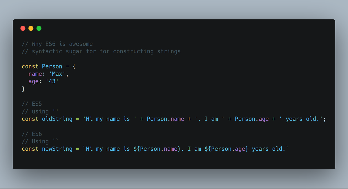 NEULANDAgentur's tweet photo. ES6 is awesome. 🎊🎉
#javascript #es6 #code #templatestrings https://t.co/hCitBGFCWz