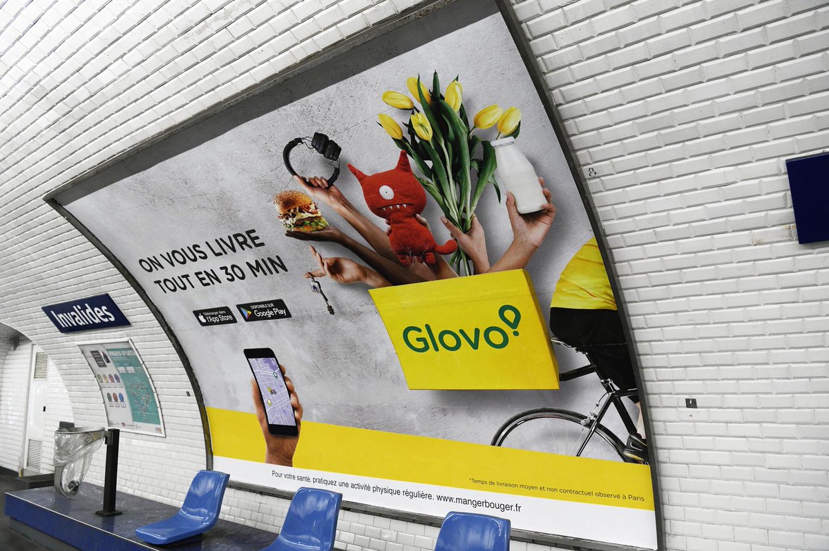 <a href="/Glovo_FR/">glovo_fr</a> en campagne dans le métro cette semaine avec #idprog téléchargez l app et entrez Isaga comme code promo pour avoir votre 1 course gratuite