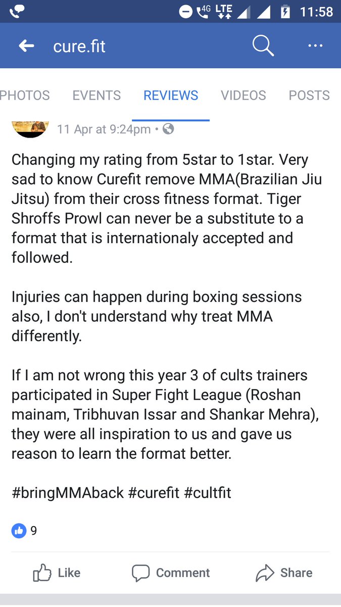 sadhaaranpaul's tweet photo. Before others voice go unheard and reviews are removed. Voicing out them is important. MMA is need of the hour. #bringbackMMA #curefit #1starreviews https://t.co/Kzt59ZbE0W