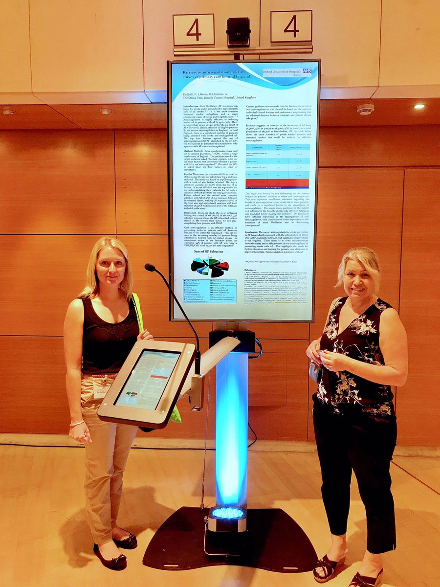 StrokeUlht's tweet photo. Rachel and Nicki have presented their first research project, Barriers to anticoagulation in NVAF - a survey of primary care in rural England, at the European stroke conference. @ULHT_News @Research_ULH @TheStrokeAssoc #stroke #AF #research https://t.co/9ZYigvpKnT