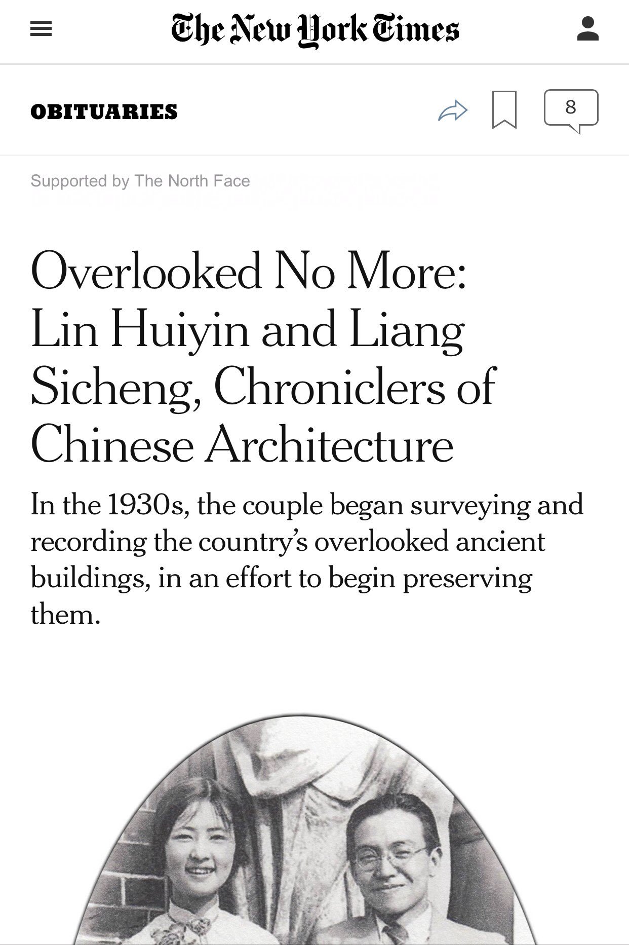 Overlooked No More: Lin Huiyin and Liang Sicheng, Chroniclers of