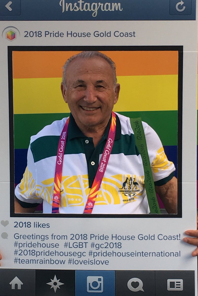 SamCoffa's tweet photo. Glad to get a chance to drop by the #PrideHouse in Gold Coast 🇦🇺, the 1st one in the Southern Hemisphere; another 1st &amp; another gold medal 🥇 for #TeamAUS at the #CommonwealthGames @GC2018 @thecgf @CommGamesAUS https://t.co/v2cTtmegL2