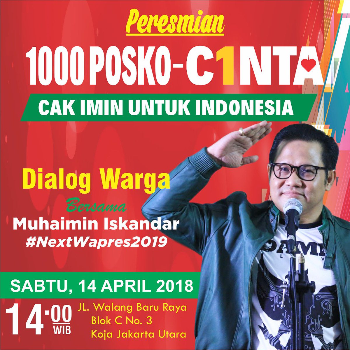 DPWPKBJAKARTA's tweet photo. Peresmian 1000 Posko C1NTA (Cak Imin Untuk Indonesia) #NextWapres2019
@cakimiNOW @DPP_PKB https://t.co/7s2mFU9e1v