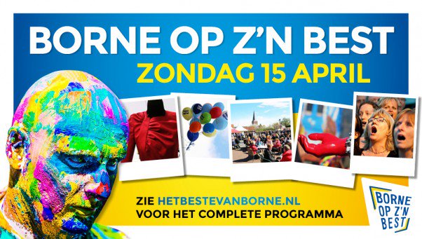 BboBorne's tweet photo. Nog máár 2 nachten slapen en dan is het weer zover: Borne op z'n Best! Living statues, kunst, mode, muziek, food en veel meer a.s. zondag vanaf 12:00 uur in Borne. Dat wil je toch niet missen? 

Meer info? Kijk eens op:
https://t.co/wfu061mCHv https://t.co/dJ6ibSKF7V