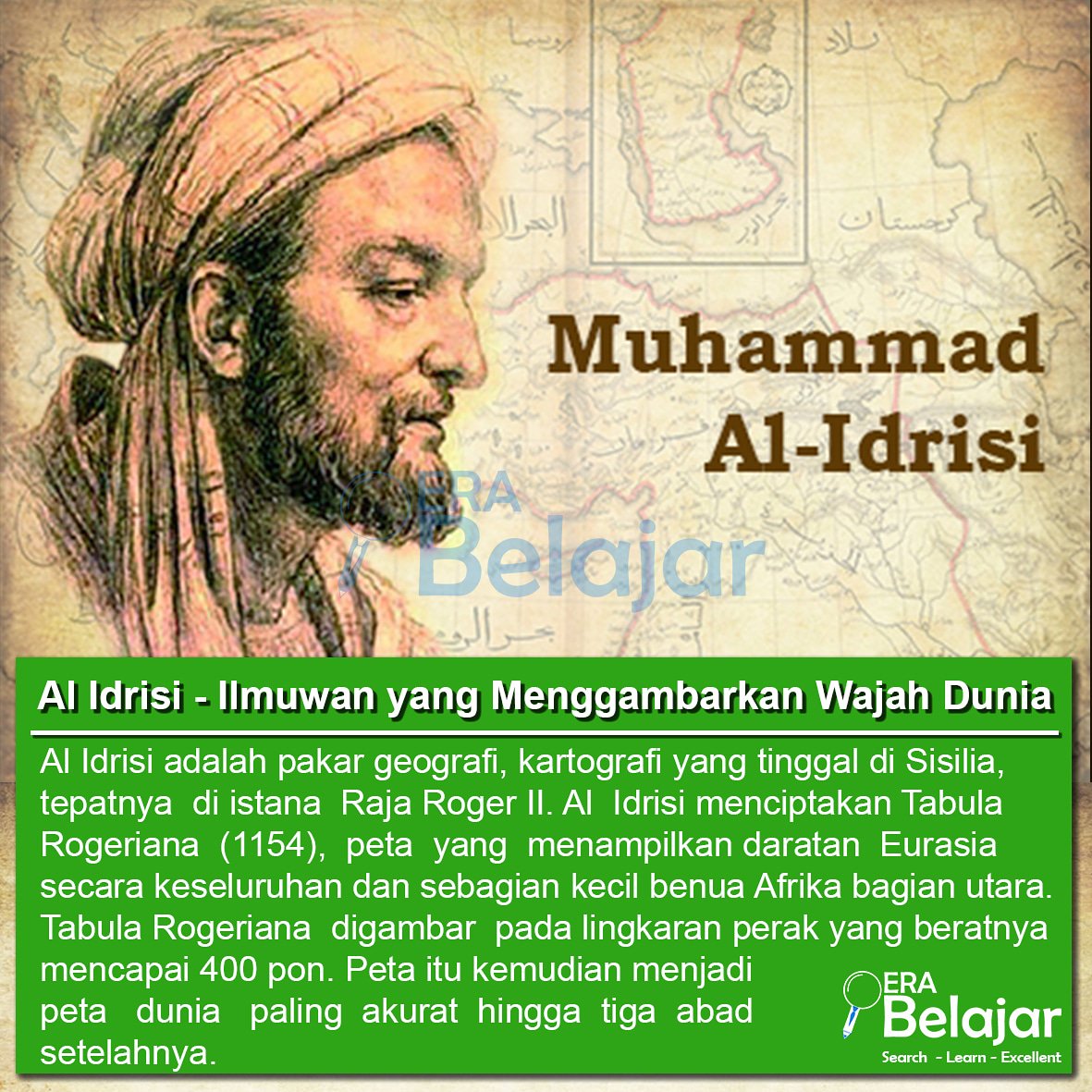 EraBelajar's tweet photo. https://t.co/fF9rXyi866 
follow
Facebook : ERA Belajar
Twitter : @erabelajar
Instagram : ERA Belajar
Line : https://t.co/jpe50PV4UE
#AlIdrisi #Moslem #Scientist #Cartography #Map #Globe #islam #sicilia #Mohammed #History #FlatEarth #Friday #Kursus #Bimbel #ERABelajar https://t.co/aeBV4aJKRL