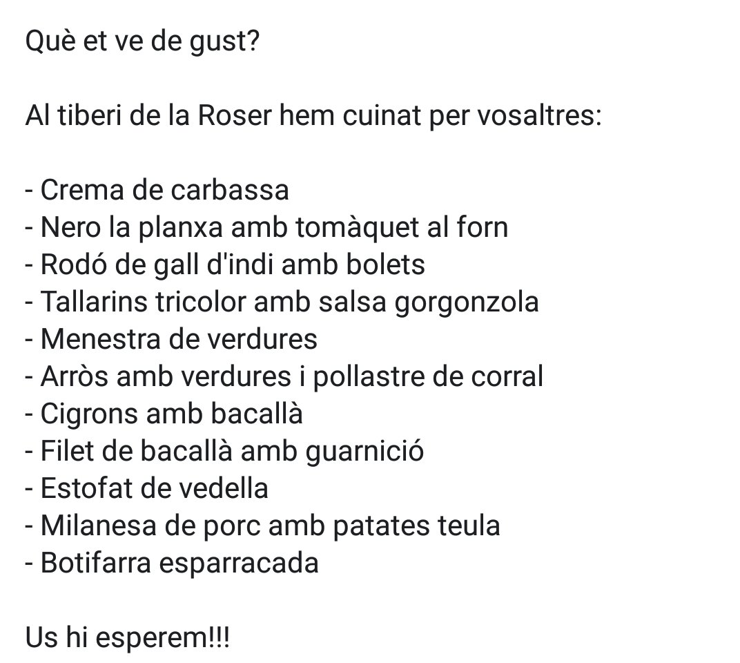 Tiberi_Roser's tweet photo. Què et ve de gust?

Al tiberi de la Roser hem cuinat per vosaltres. 

Us hi esperem!!
#FelizFinde #FelizJueves https://t.co/FYCDNAxBvY