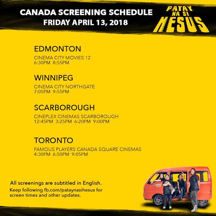 PnsHesusMovie's tweet photo. CANADA SWERTE SA FRIDAY THE 13TH!

Watch #PatayNaSiHesus (Jesus is Dead) at these times today!

 #NagAbroadSiHesus #BisayaTagalog #RoadtripLaughtrip #PamilyangPinoy #ModernFunnily https://t.co/lPa5kb3hPD