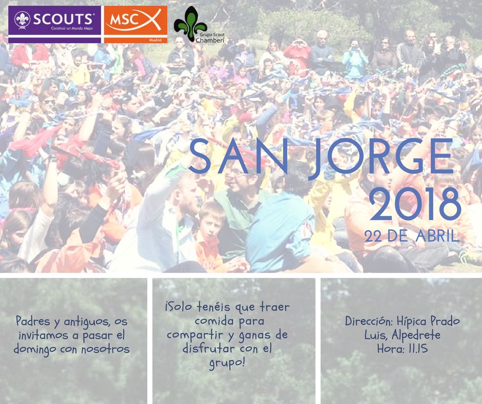¡¡Chic@s, se acerca el San Jorge! Os animamos a acompañarnos el día 22, para disfrutar junto a nosotros y otros grupos scout de este magnifico día. ¡Os esperamos!
