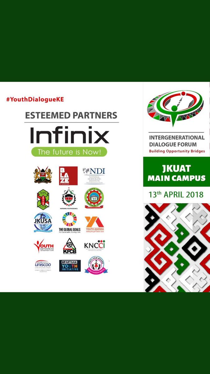 Oayouthkenya's tweet photo. #YouthDialogeKE 
Building Opportunity Bridges
@NYC_YouthVoice 
@DiscoverJKUAT 
@InfinixKenya 
@asudi 
@pissedkenyan https://t.co/25xAs0IfQw