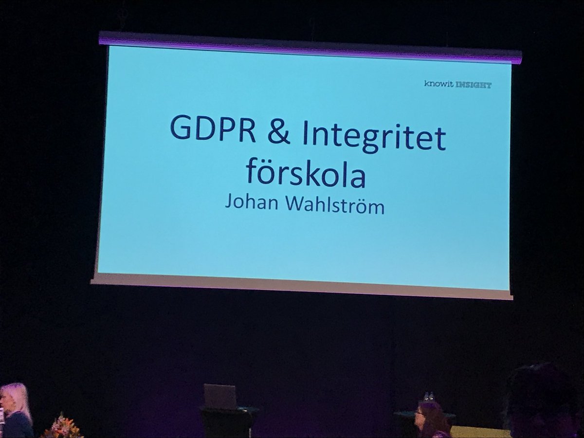 På plats på dagens första föreläsning om GDPR och integritet i förskola, ska bli väldigt intressant! Vilka förändringar behöver vi göra?  #sett2018 #solsett2018
