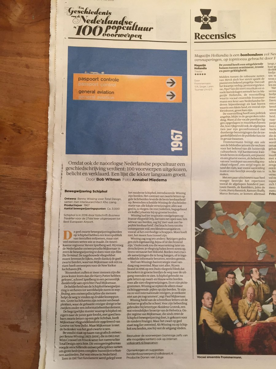 TotalDesign1963's tweet photo. Yes! The Schiphol Signage - made by #TotalDesign in 1967 - was added to the #Volkskrant-list ‘100 items in Dutch Popculture’ #schipholsignage https://t.co/ACqPQ7Muip https://t.co/MxeiTifELR