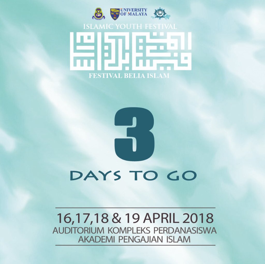 TeamFBIUM's tweet photo. 3 days to go for
Islamic Youth Festival '18
(Festival Belia Islam '18) ! 🎉🎉😱😱
.
Stay tuned for more updates !
.
#Evolve #BPHU #TeamFBIUM #beliapenerajuharapanummah #iyouthfest #FBI #festivalbeliaislam18 https://t.co/SyqIwHAkxV