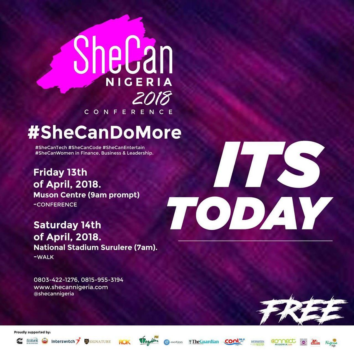 shecannigeria's tweet image. #SheCanDoMore is finally here and we are all set.
Come one, come all...
#SheCanTech #SheCanTeach #SheCanEntertain, #SheCanCode #SheCanBlossom