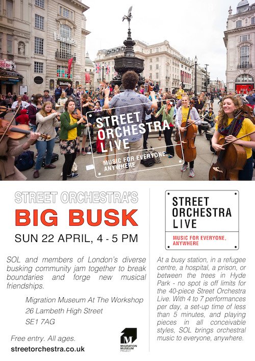 StreetOrch's tweet photo. @ProBuskers Are you a London busker? Do you want to play a song accompanied by a live 40-piece orchestra? Are you free next Sunday, 22/4?? Tweet us! 4 spots available. We <3 all music and music-makers so all styles considered. https://t.co/qN062U63iw