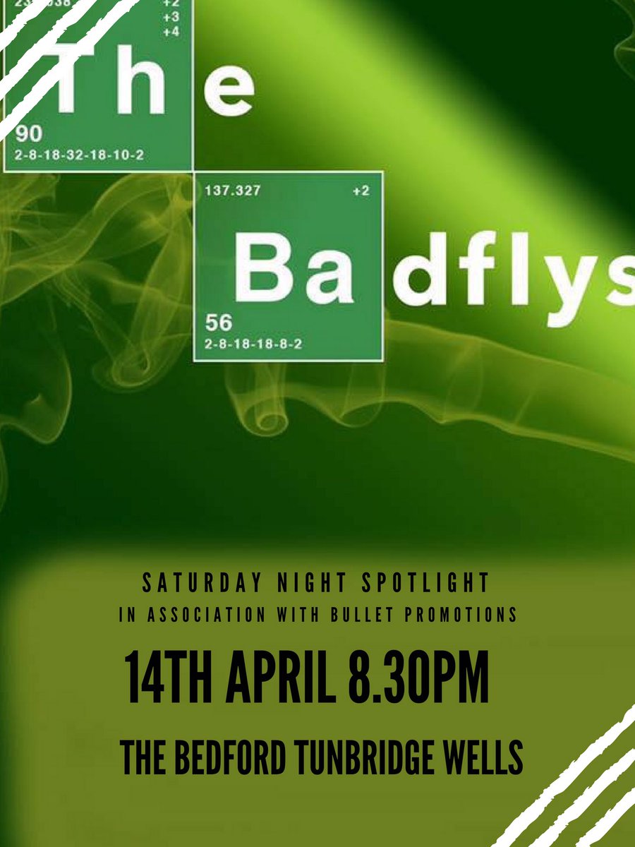 Not long now until our next gig @TheBedfordTW in Tunbridge Wells - please come along for another bad ass night at 1 of the best music venues in the U.K. by far.
#Badflys #BadAss #RockCovers #BulletPromotions #TheBedford #Bedford #TunbridgeWells #BaddestBandonthePlanet #BBOTP