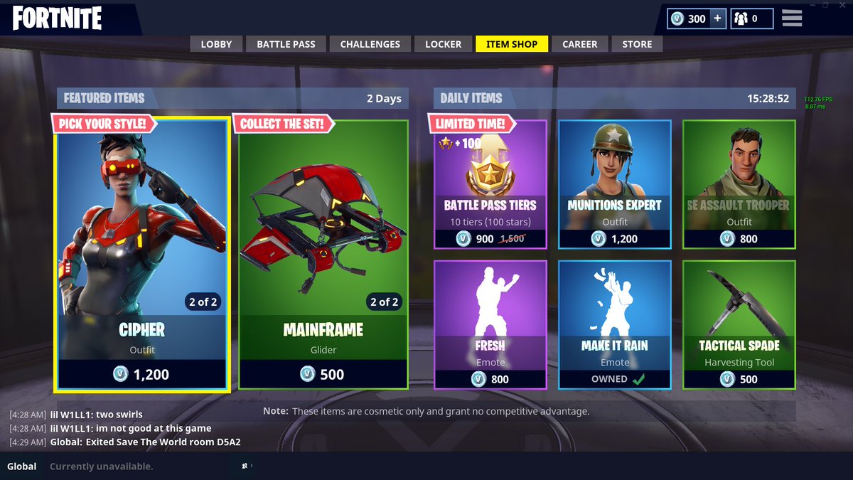 TheVxpz's tweet photo. @FortniteGame The backpack bling popped up as free then when i clicked to buy it, it said that the prices of some things have changed, try to purchase again. Then it isnt on there when i go and look https://t.co/adYlX04oSY