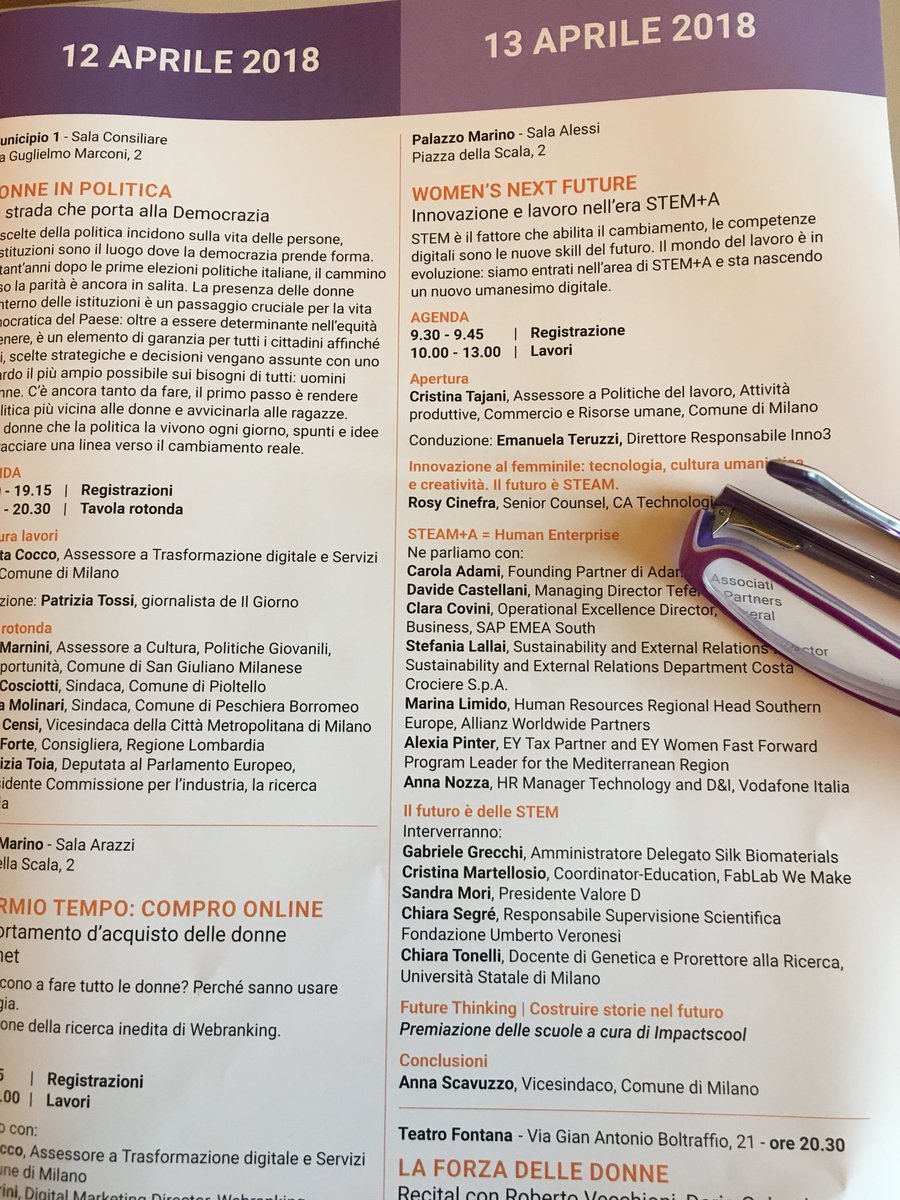 Si conclude oggi la maratona #STEMintheCity del <a href="/ComuneMI/">Comune di Milano</a> con confronto su innovazione e lavoro femminile nell’era stem+ a. Tra gli speaker anche nostra presidente @samorima06 Complementi alle assessore <a href="/robi_cocco/">Roberta Cocco</a>  <a href="/cristajani/">Cristina Tajani</a> e <a href="/Anna_Scavuzzo/">Anna Scavuzzo</a>  per il tutto il lavoro fatto!