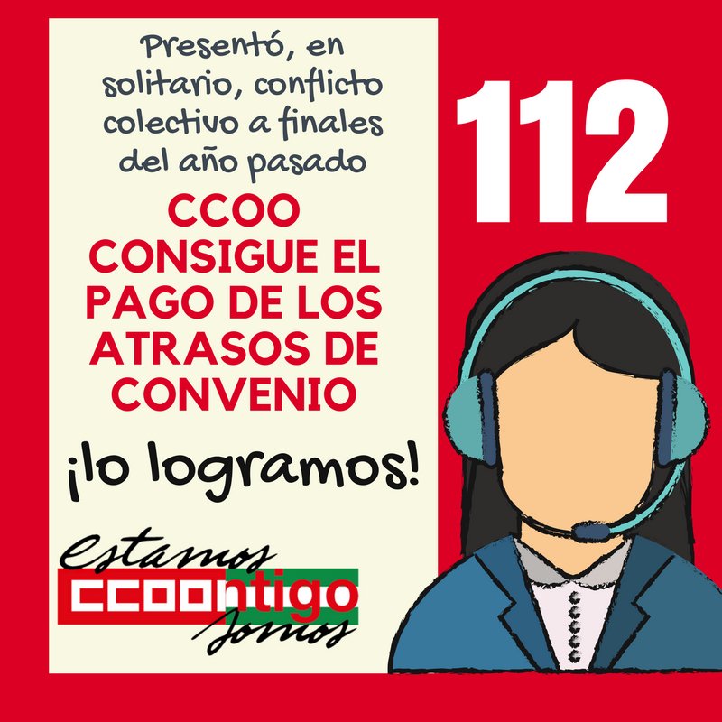 FSAN_CCOO's tweet photo. @CCOO consigue que la plantilla del 112 cobre los atrasos de convenio gracias al conflicto colectivo presentado en solitario a final del 2017. ¡LO CONSEGUIMOS! #SindicatoSirven #EsElMomento @ccooandalucia @pacomartell @ccoosevilla @aristu_carlos @ivicenteh https://t.co/gEBpECzAsf