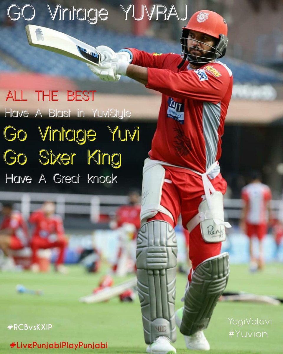 Yogivalavi_'s tweet photo. All the best #Yuvi and #KXIP
Go Vintage YUVRAJ
@YUVSTRONG12
God bless you Champ
#NeverGiveUp
#DoItAgain #blastUnYuvistyle
#GoVintageYuvi #GoYuvi https://t.co/0DIjRnNUxI