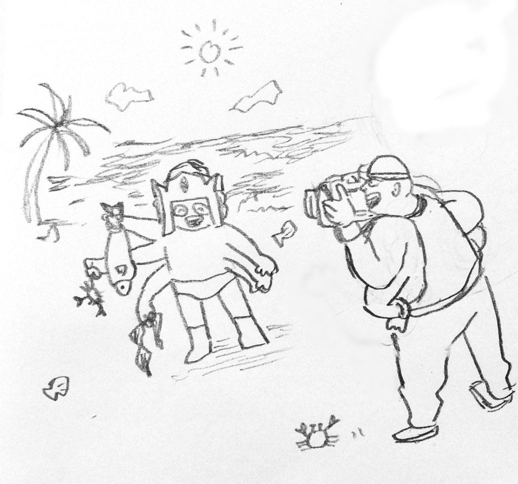 サムソンティーチャーと海に行ったときの思い出 1日1超人 アストラ芦魔 ジャンプ 掲載中 のイラスト